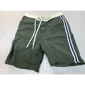 Abercrombie Board Shorts 33 Mens Green‎ Tan Nylon Drawstring Cargo Swimming